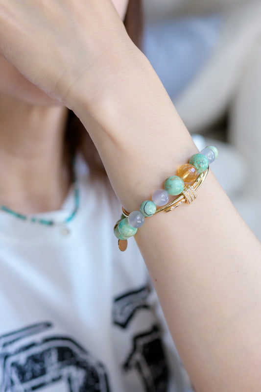 Fortune Flow Bracelet | Peruvian Turquoise Blue Chalcedony Citrine (A)