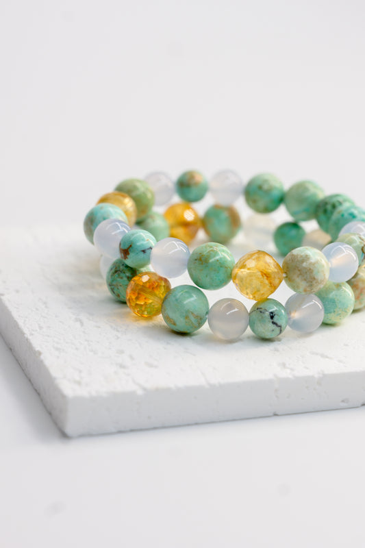Fortune Flow Bracelet | Peruvian Turquoise Blue Chalcedony Citrine (A)