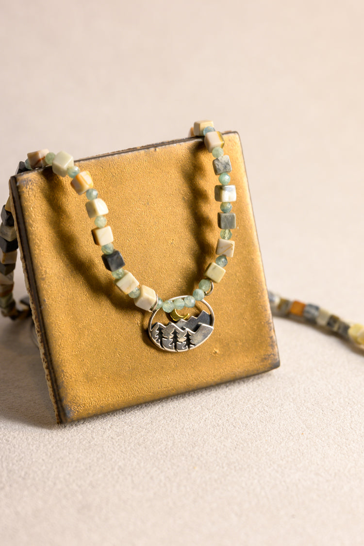 Moonlit Wilderness Charm Necklace | Picasso Jasper Green Kyanite