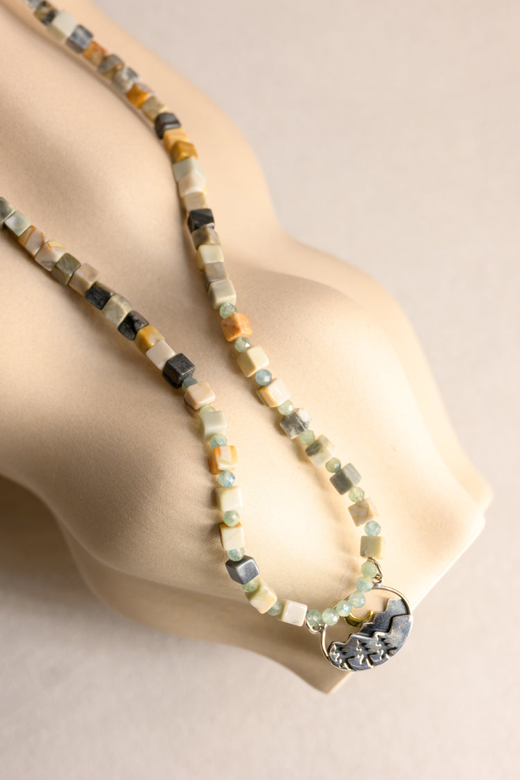 Moonlit Wilderness Charm Necklace | Picasso Jasper Green Kyanite