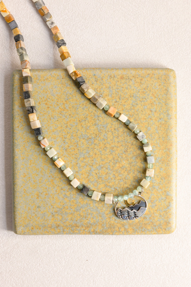 Moonlit Wilderness Charm Necklace | Picasso Jasper Green Kyanite