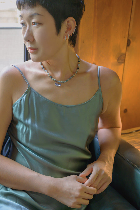 Moonlit Wilderness Charm Necklace | Picasso Jasper Green Kyanite