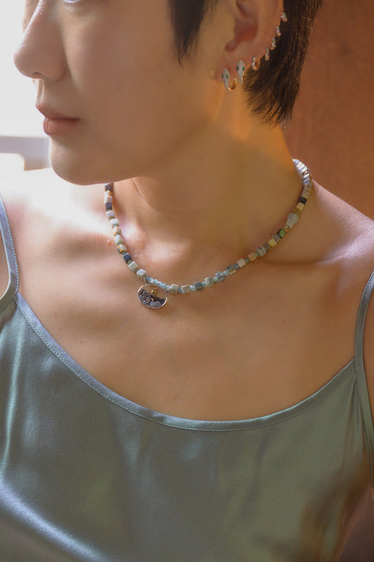 Moonlit Wilderness Charm Necklace | Picasso Jasper Green Kyanite