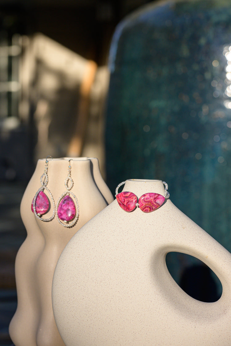 Las Coloradas - Pink Crazy Lace Agate Jewelry Set