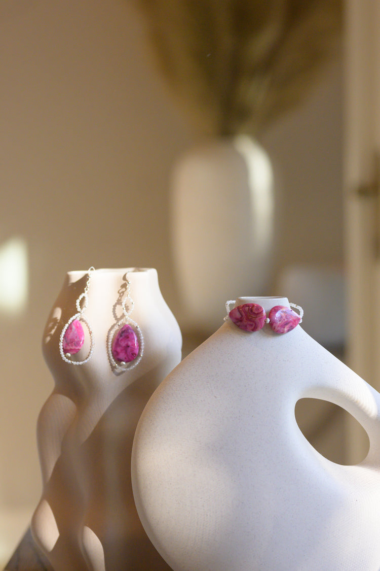 Las Coloradas - Pink Crazy Lace Agate Jewelry Set