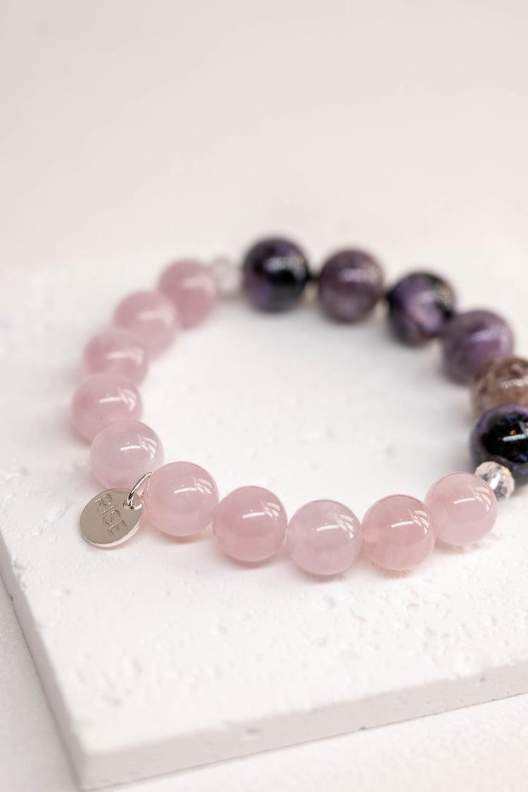 Prismatic Thought Bracelet | Charoite Madagascar Purple Rose Quartz(AA)
