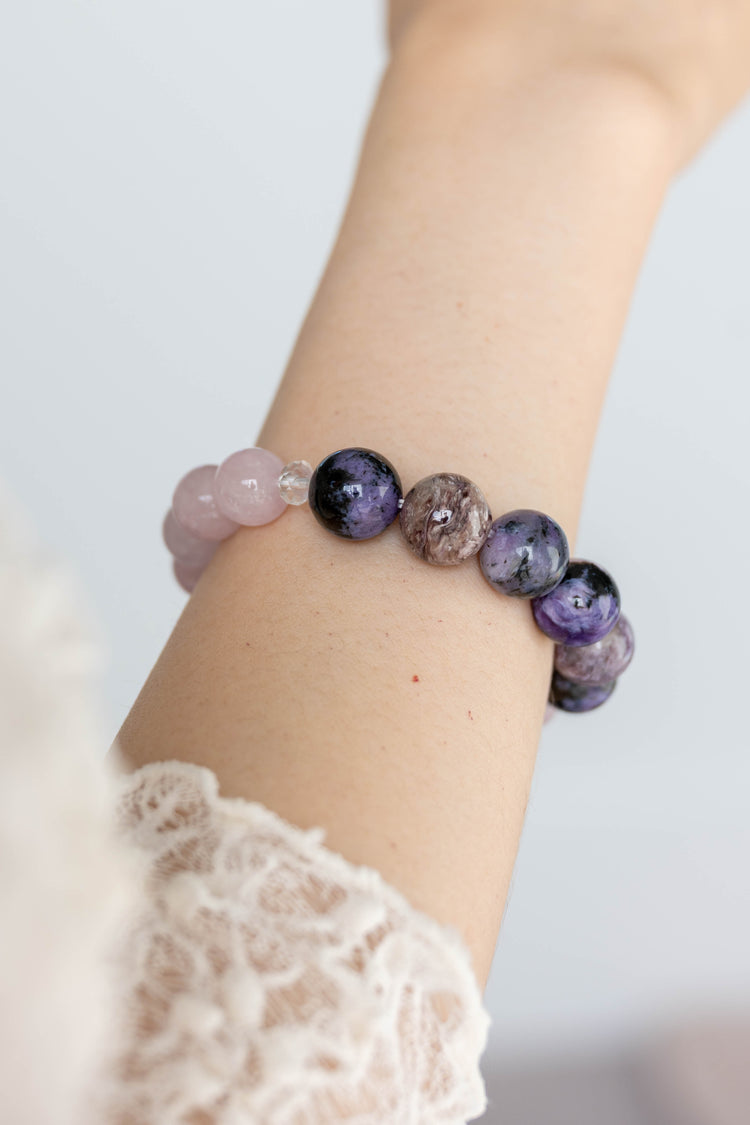 Prismatic Thought Bracelet | Charoite Madagascar Purple Rose Quartz(AA)
