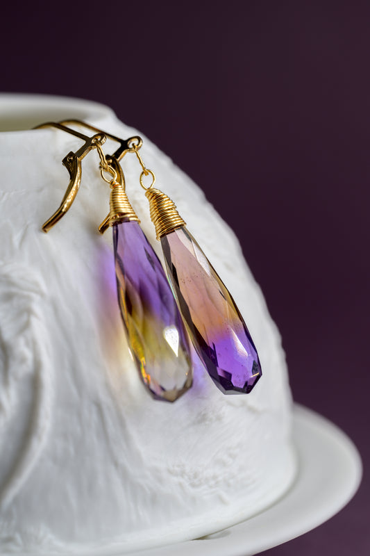 Purple Tulip Amethyst Drop Earrings