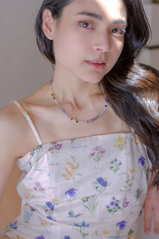 Galaxy Pop Necklace | Rainbow Fluorite Kunzite Lapis Yellow Opal amethyst