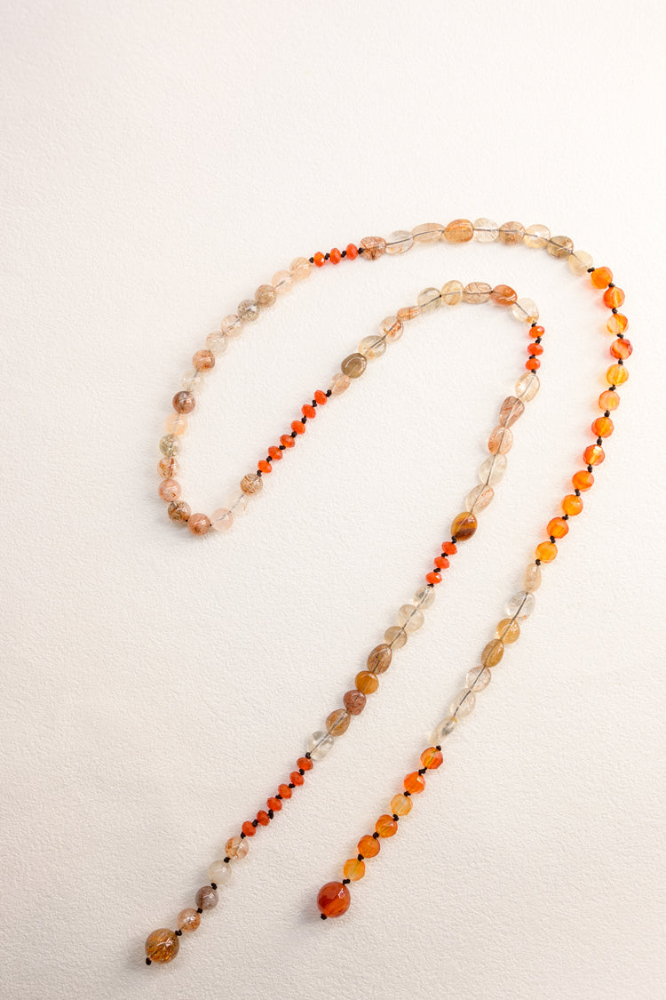 Red Scarf Warm Embrace Necklace |  Black Super7 Red Copper Super7 Carnelian(natural)