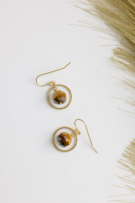 Reef Gleam Hoop Drop Earrings | Tiger Eyes or Lapis