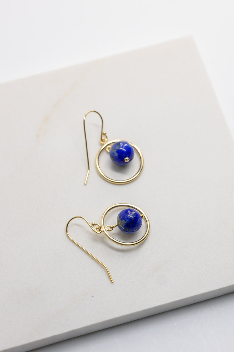 Reef Gleam Hoop Drop Earrings | Tiger Eyes or Lapis