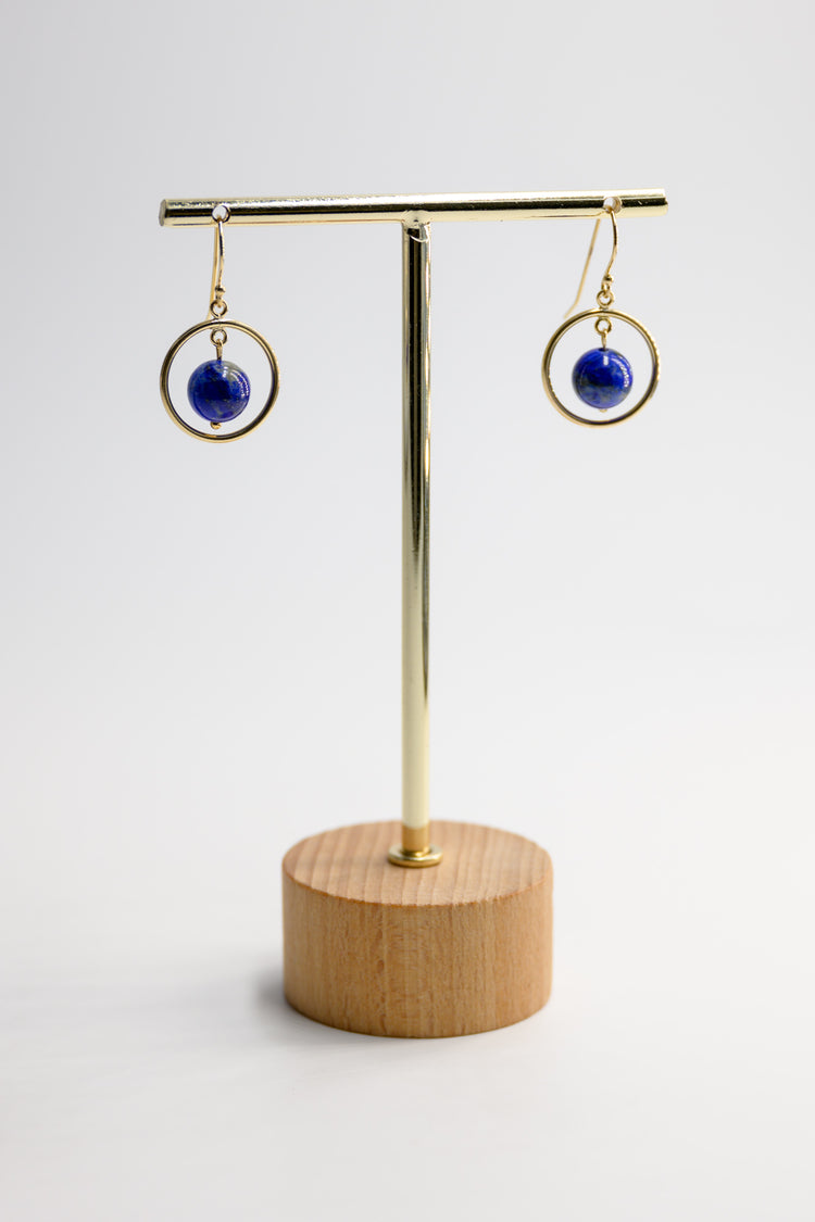 Reef Gleam Hoop Drop Earrings | Tiger Eyes or Lapis