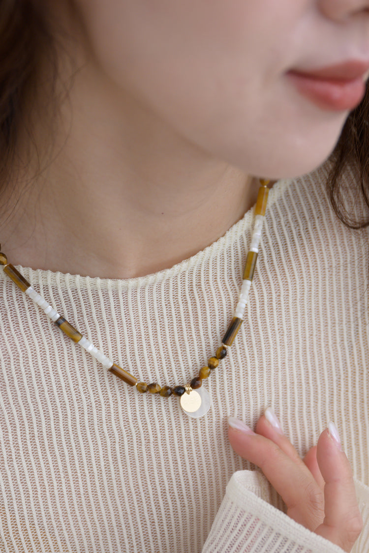 Reef Gleam Necklace | Capiz Shell Coin and Logo Pendant