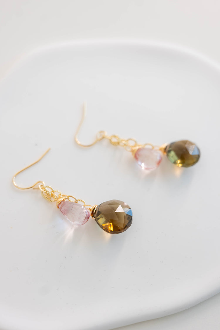 SKS Drop Earrings | Topaz Smoky Quartz
