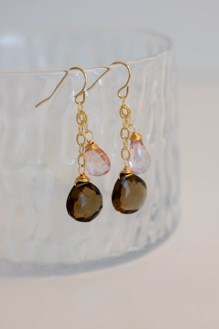 SKS Drop Earrings | Topaz Smoky Quartz