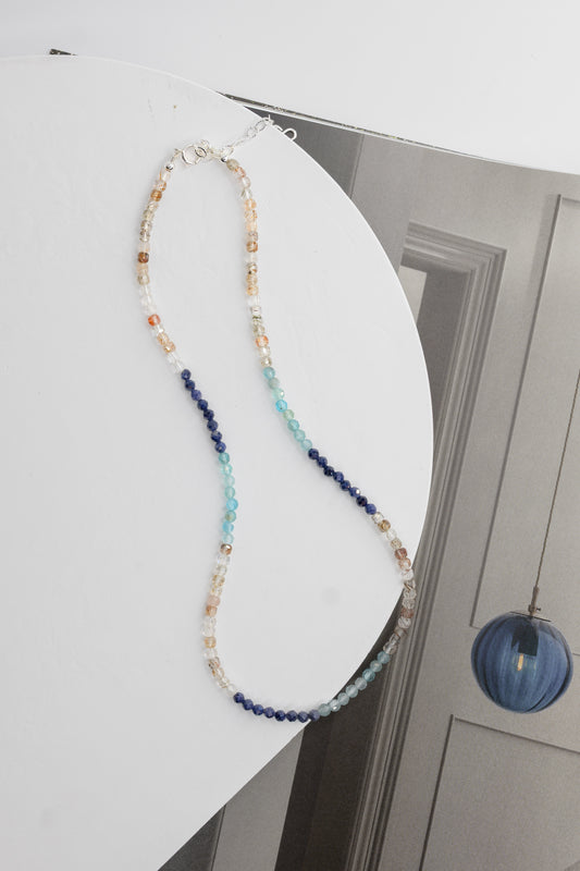 Sun-Kissed Sparkle Necklace | Blue Sapphire Apatite (A) Red Copper Super Seven