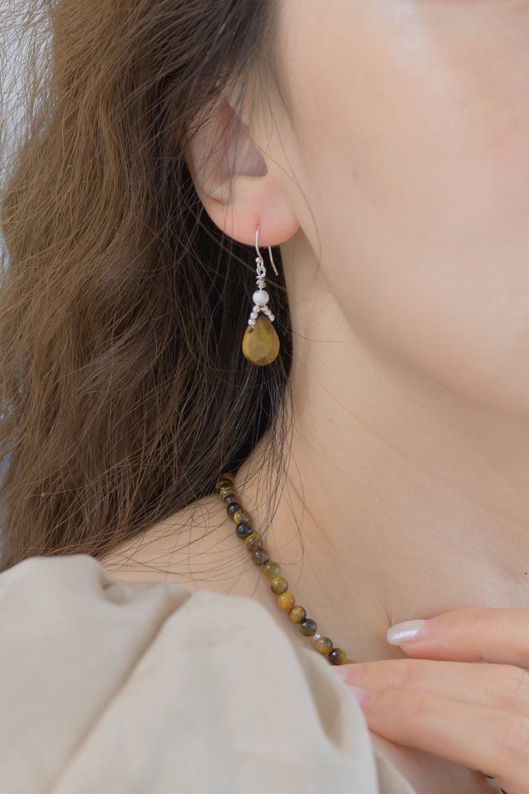 Sea of the Brave Tiger Eye Drop Earrings