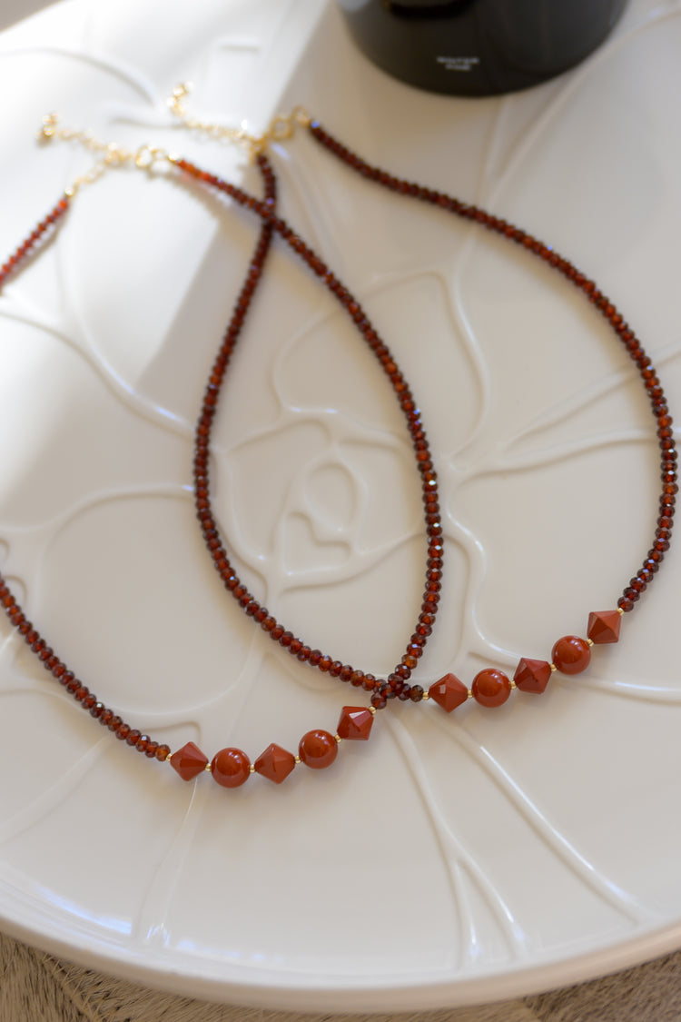 Searing Spark Necklace | Red Jasper Hessonite