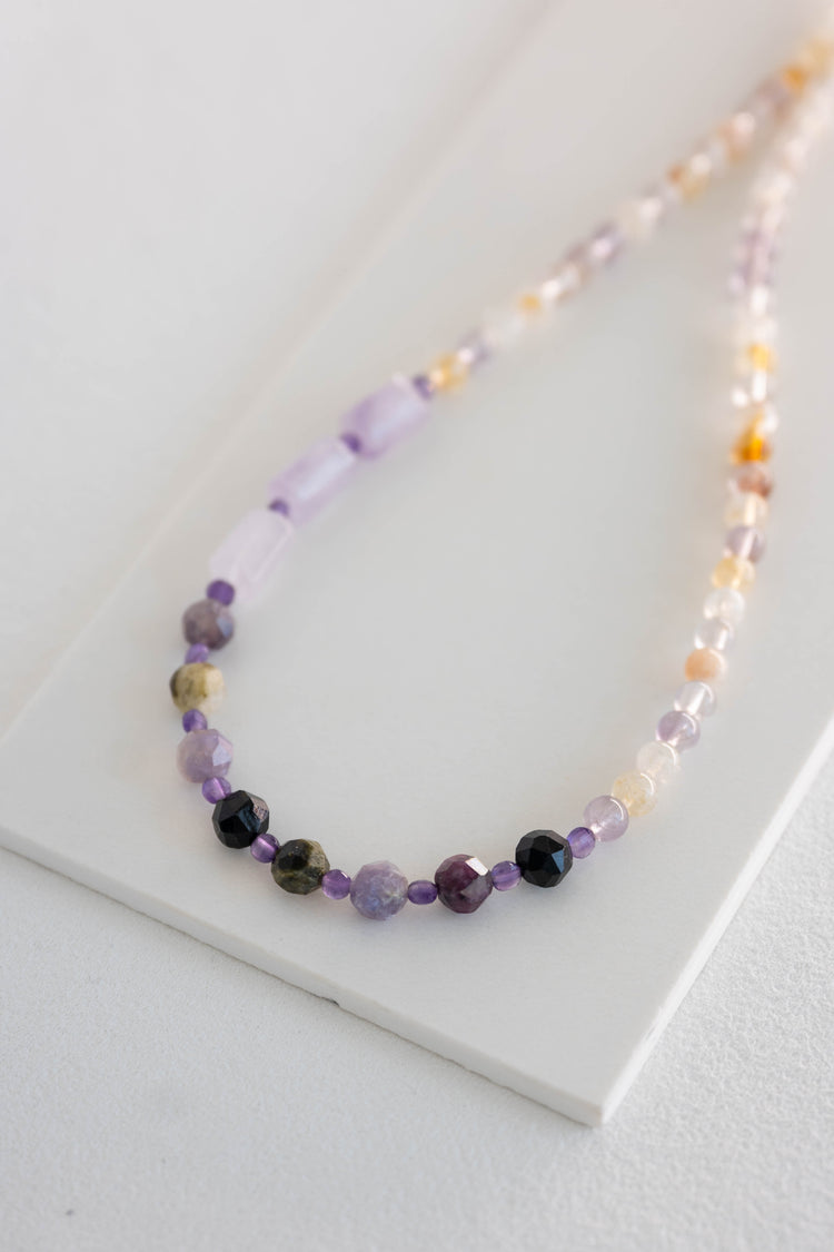 Solar Amethyst Balance Necklace | Tourmaline (A) Lavender Jade Ametrine Amethyst