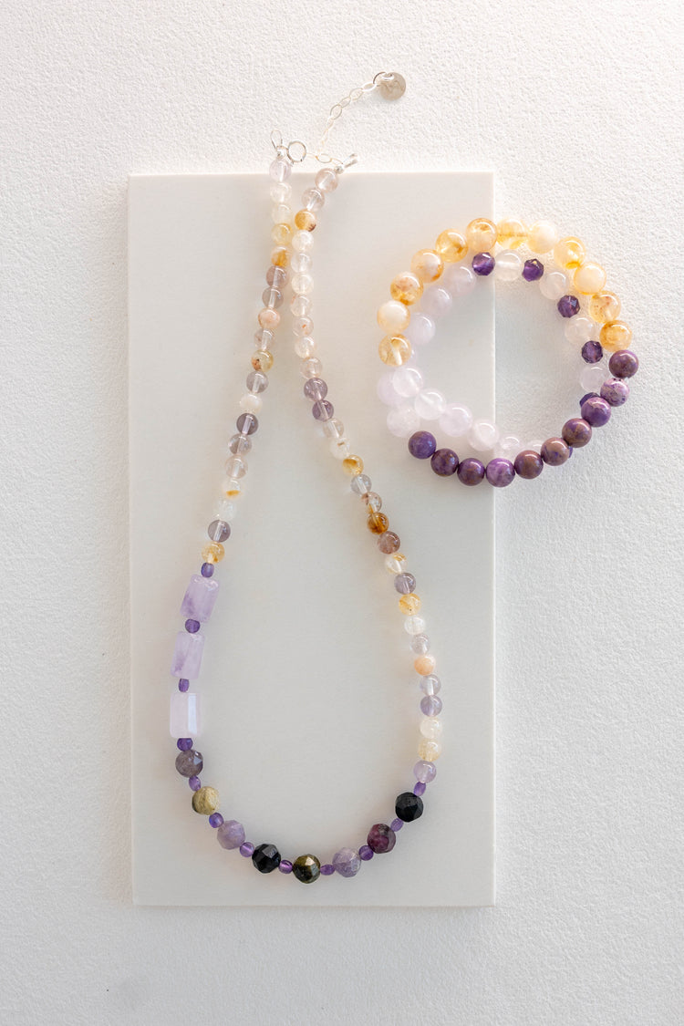 Solar Amethyst Balance Necklace | Tourmaline (A) Lavender Jade Ametrine Amethyst