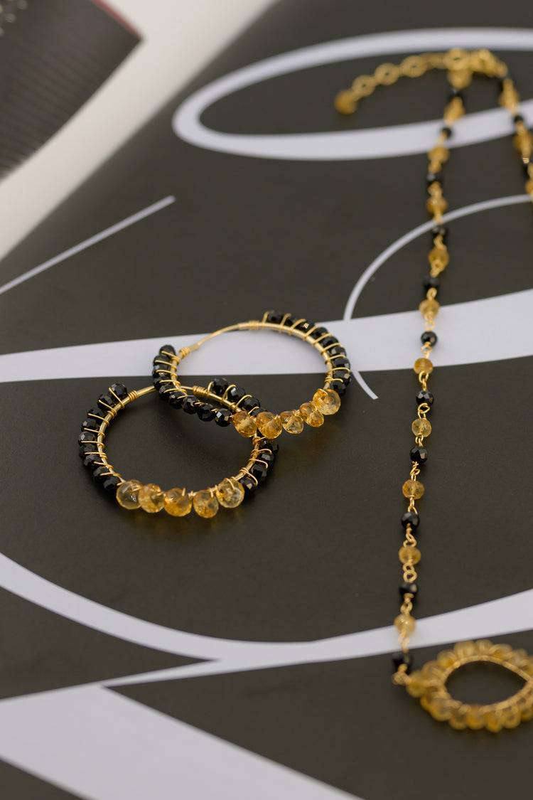 Solar Flare Citrine Spinel Hoops