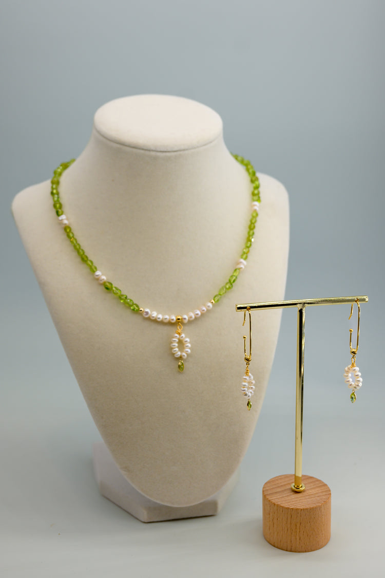 Spring Blossom Peridot Earrings Freshwater Pearl