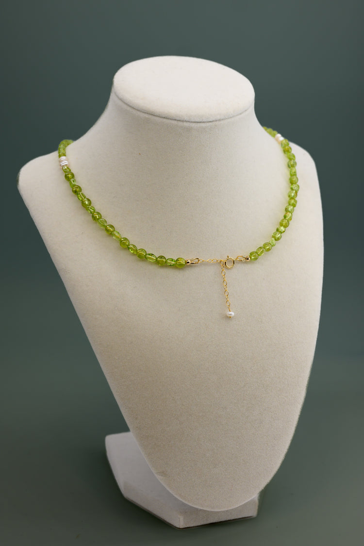 Spring Blossom Peridot Necklace Freshwater Pearl