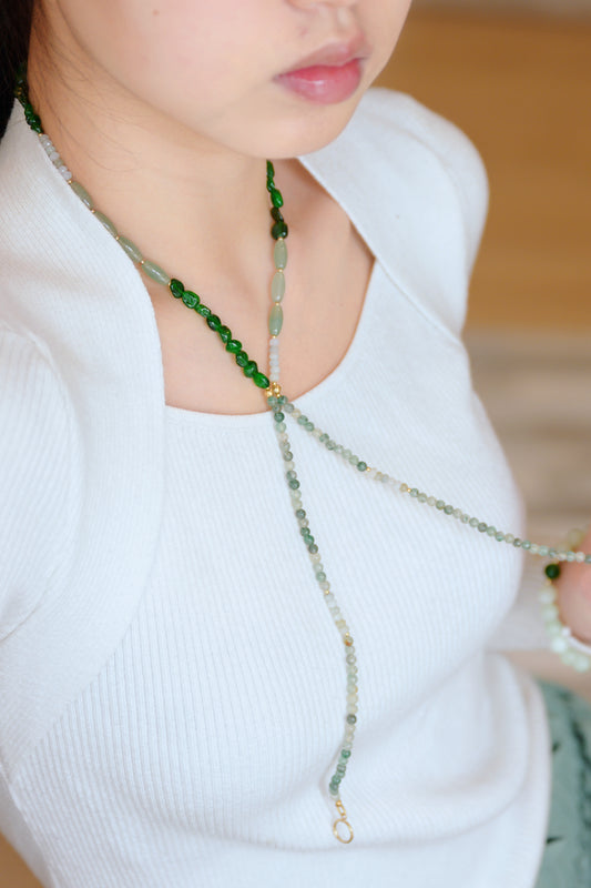 Springtide 7in1 Necklace Green Aventurine Chrome Diopside Burma Jade