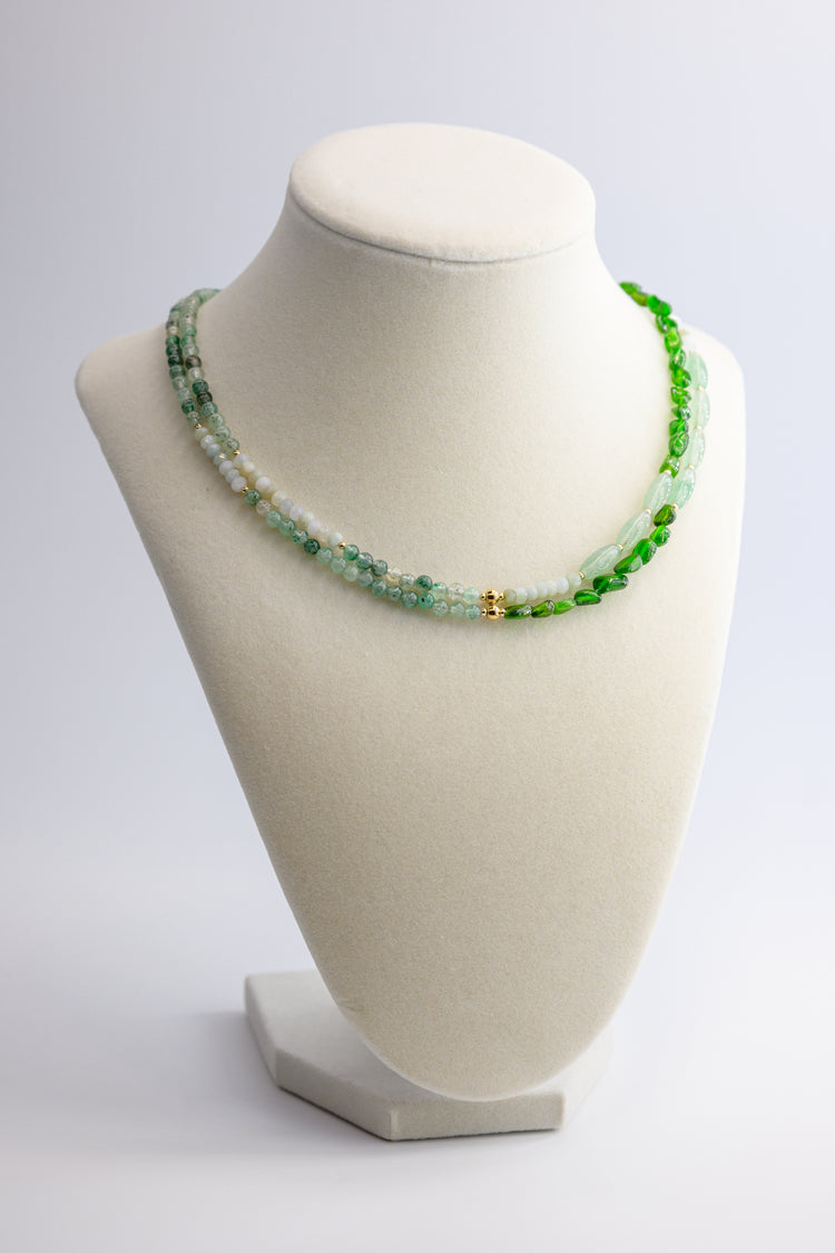 Springtide 7in1 Necklace Green Aventurine Chrome Diopside Burma Jade