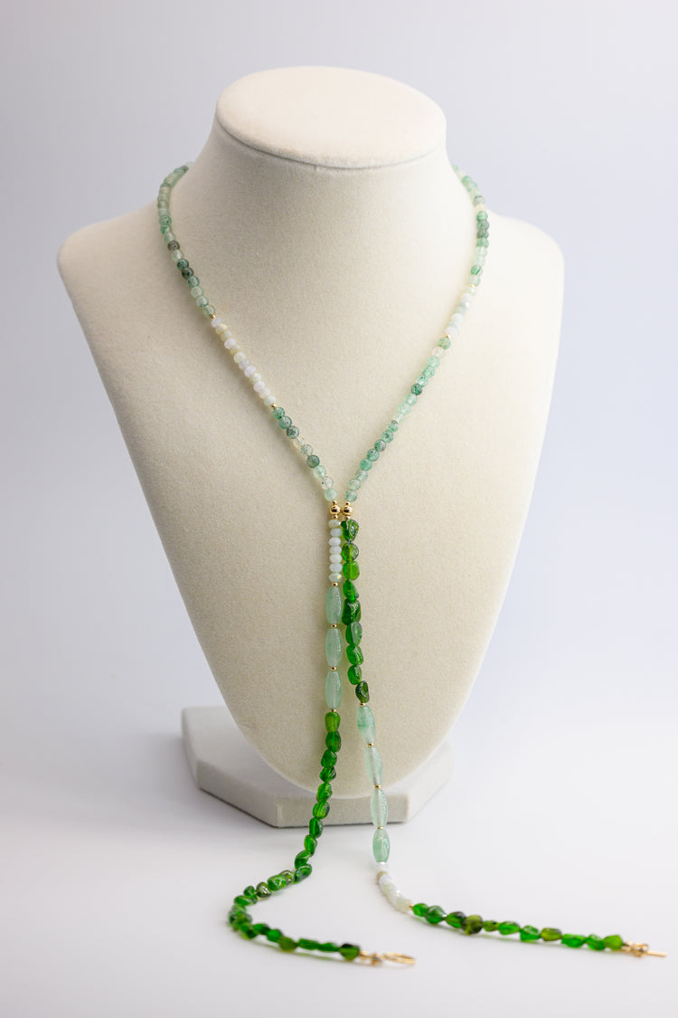 Springtide 7in1 Necklace Green Aventurine Chrome Diopside Burma Jade