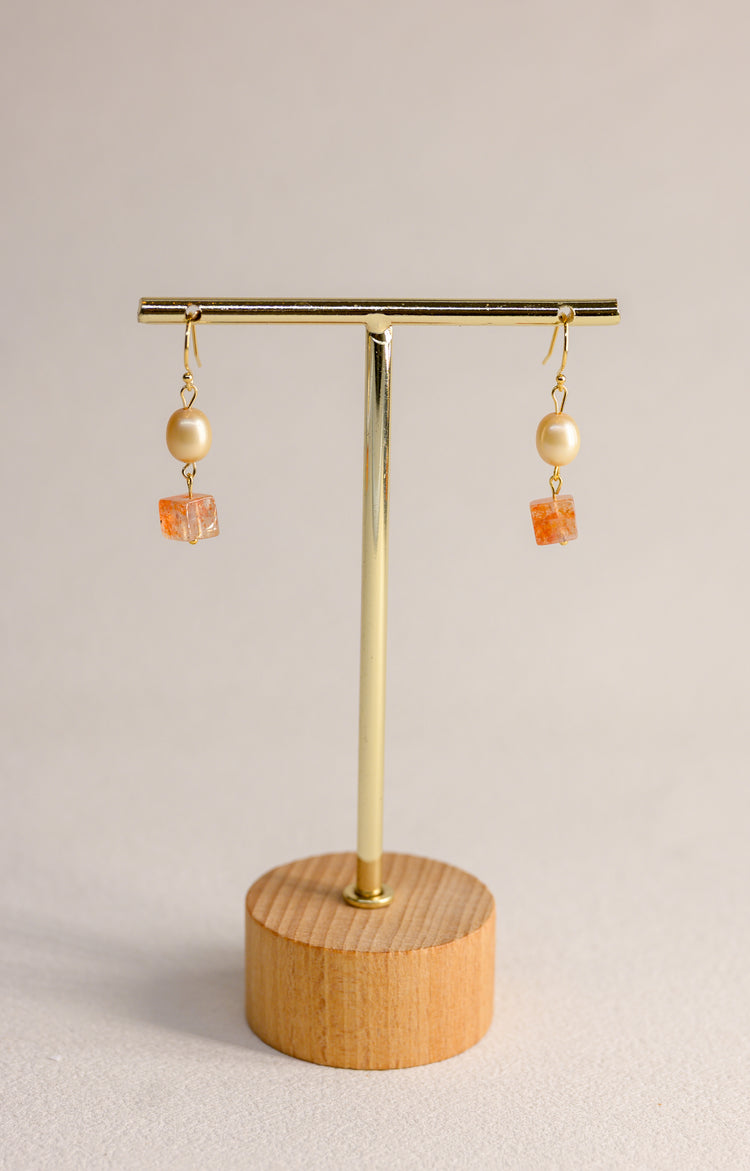Sun & Moonfire Earrings | Butter Peal Arusha Sunstone Yellow Opal