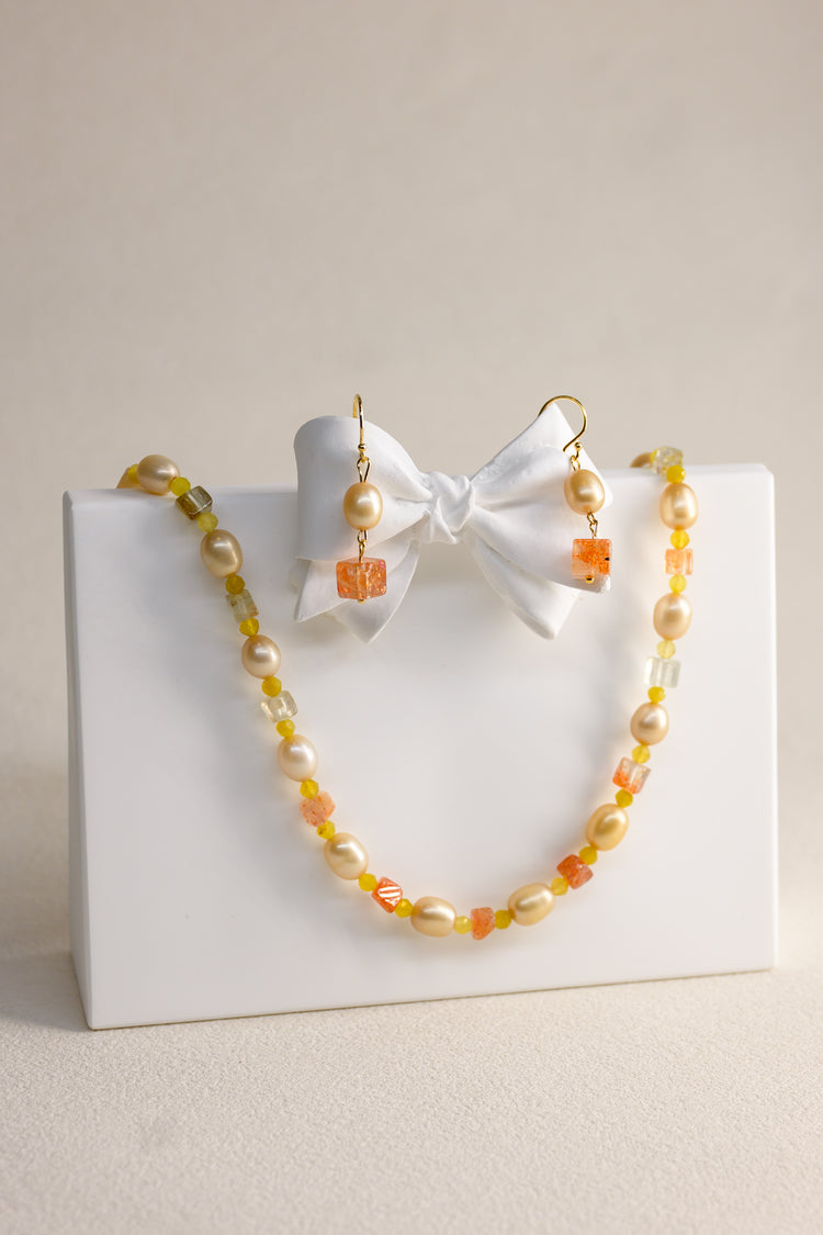 Sun & Moonfire Necklace | Butter Peal Arusha Sunstone Yellow Opal