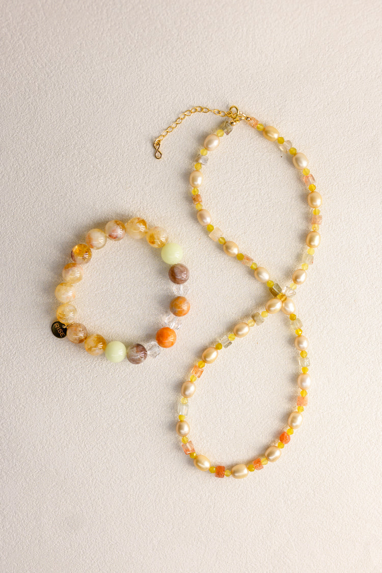 Sun & Moonfire Necklace | Butter Peal Arusha Sunstone Yellow Opal