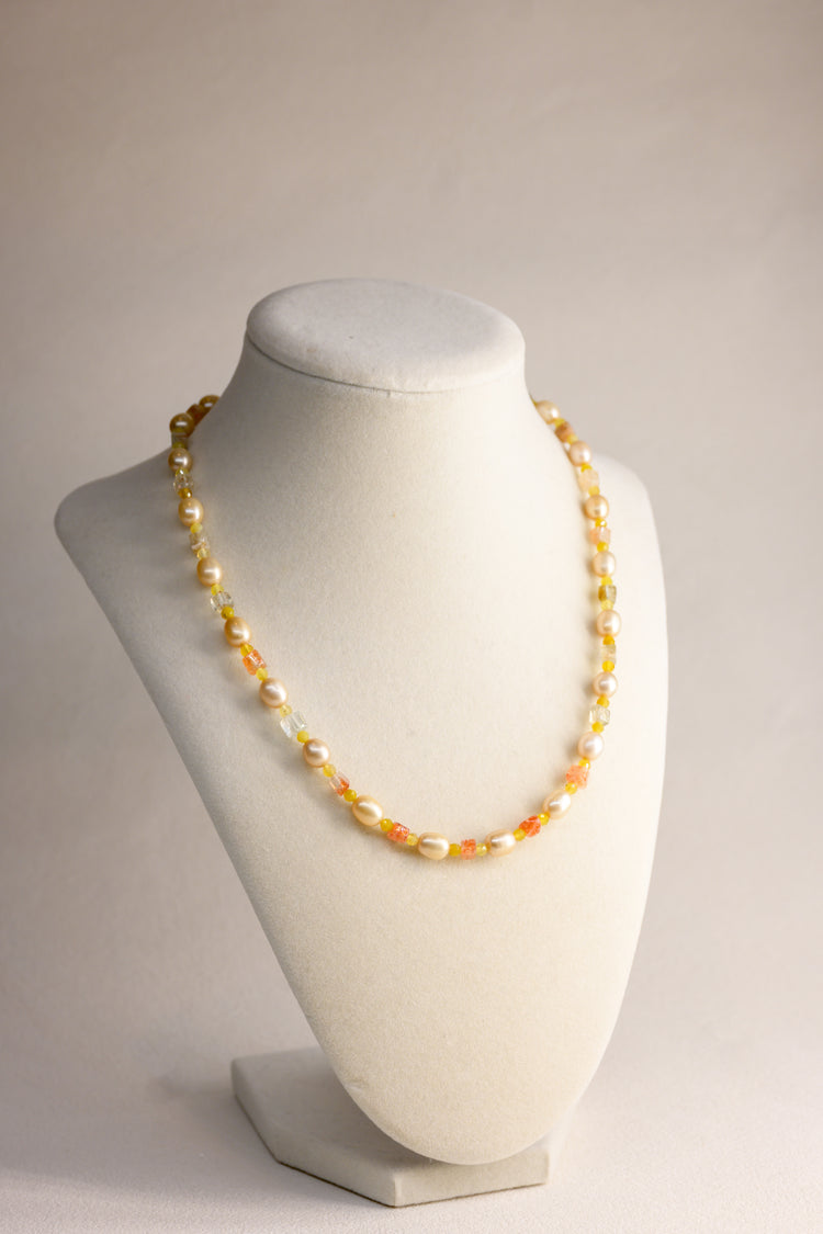 Sun & Moonfire Necklace | Butter Peal Arusha Sunstone Yellow Opal