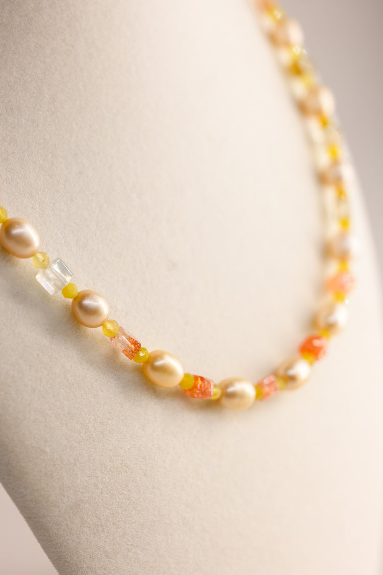 Sun & Moonfire Necklace | Butter Peal Arusha Sunstone Yellow Opal
