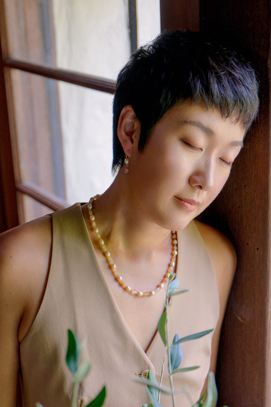 Sun & Moonfire Necklace | Butter Peal Arusha Sunstone Yellow Opal