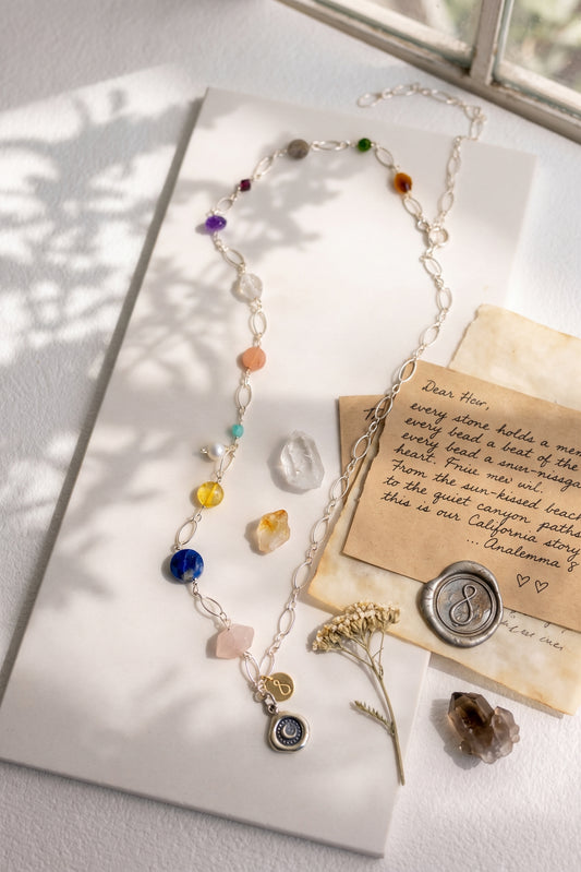 The Moon in Your Tender Light Necklace with Moon Charm | Mixed Gemstones