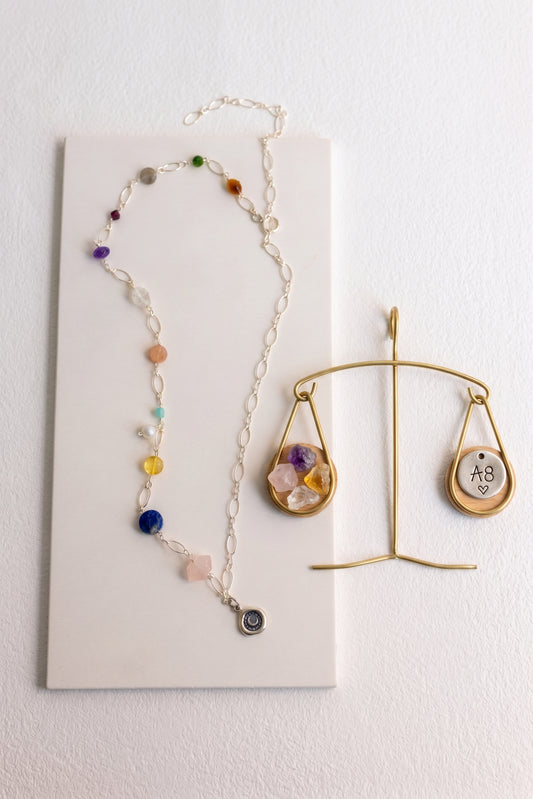 The Moon in Your Tender Light Necklace with Moon Charm | Mixed Gemstones