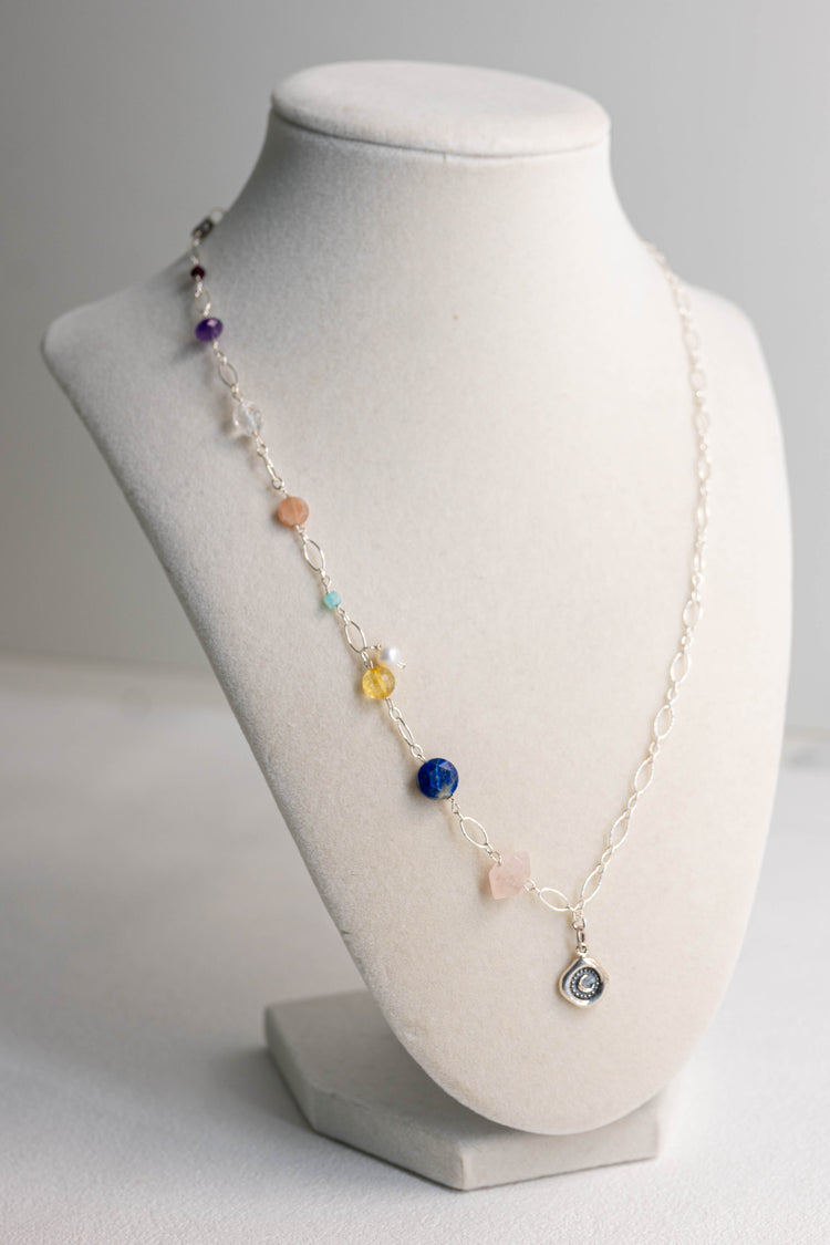 The Moon in Your Tender Light Necklace with Moon Charm | Mixed Gemstones