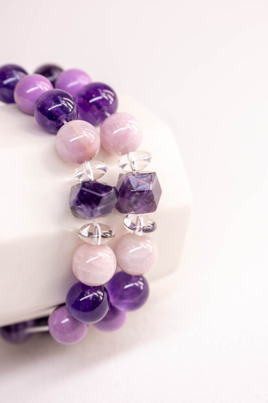 Prismatic Thought Bracelet | Kunzite(AA) Dogtooth Amethyst Phosphosidelite(A) Clear Quartz(A)