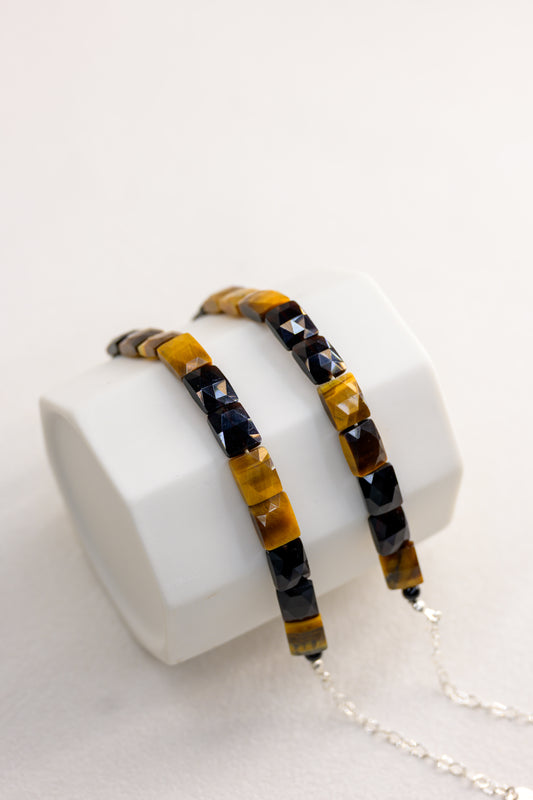 Solar Midnight Bracelet | Black Obsidian Tiger Eyes