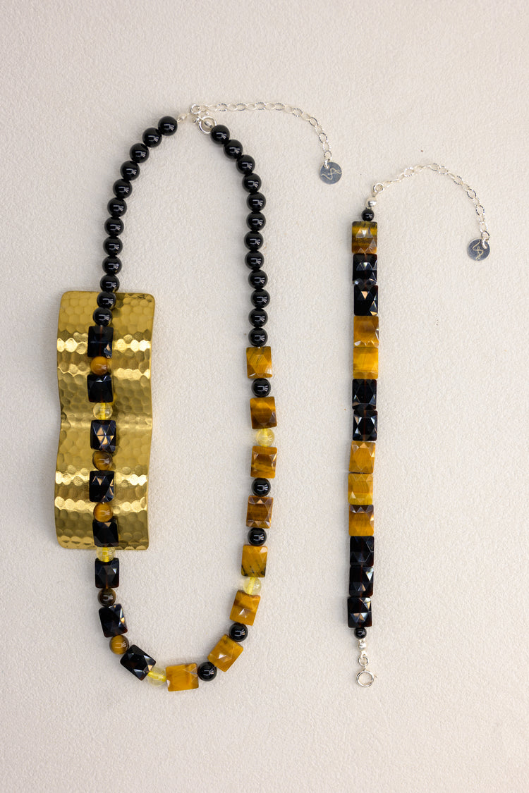 Solar Midnight Bracelet | Black Obsidian Tiger Eyes