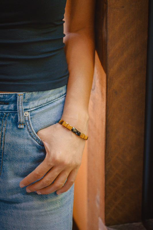 Solar Midnight Bracelet | Black Obsidian Tiger Eyes