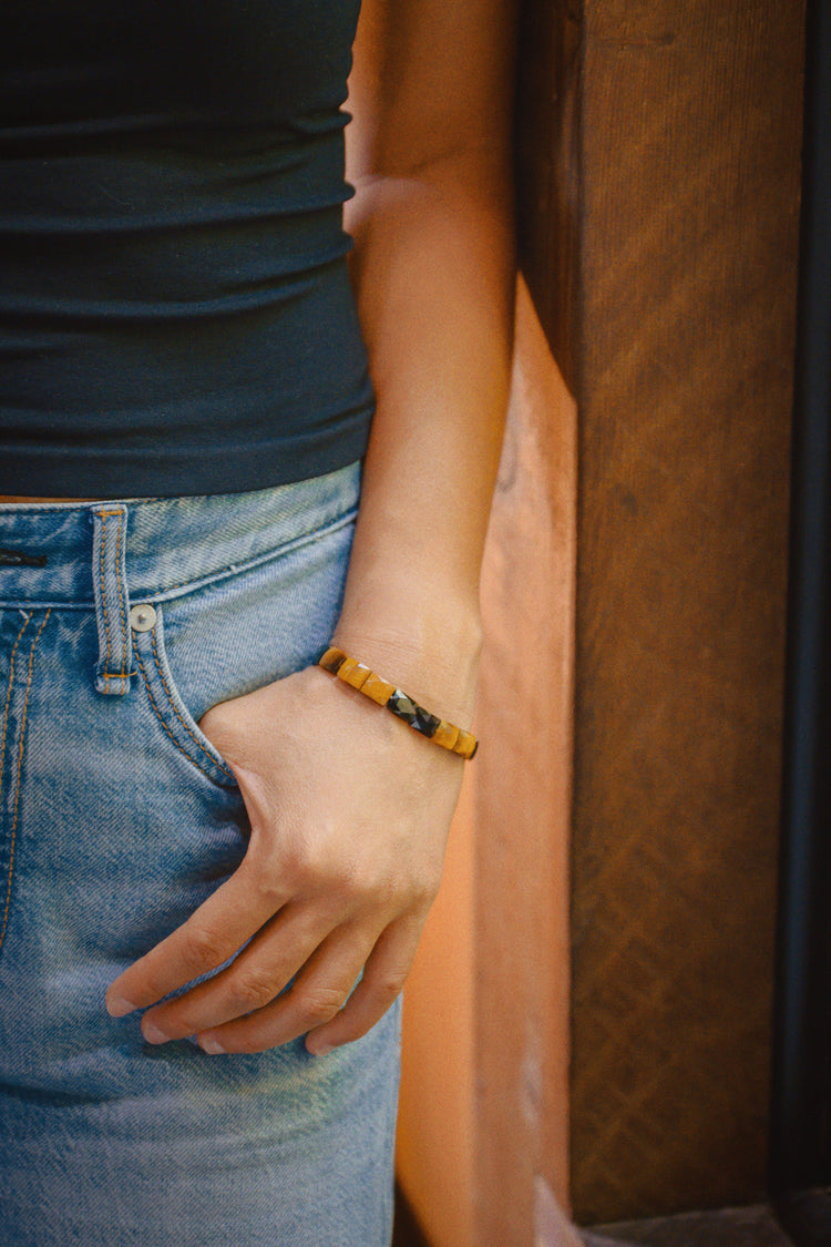 Solar Midnight Bracelet | Black Obsidian Tiger Eyes