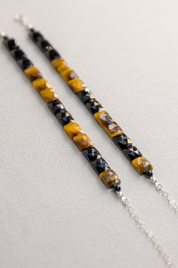 Solar Midnight Bracelet | Black Obsidian Tiger Eyes