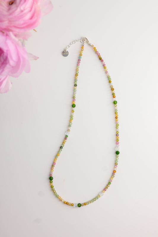 Tropical Spark Necklace | Tournaline Chrome Diopside (AAA) White Topaz