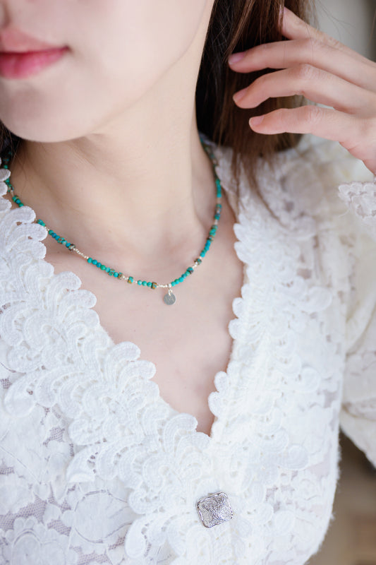 Silver Lining Turquoise Waves | Hubei Turquoise (A)  Fine Silver .999