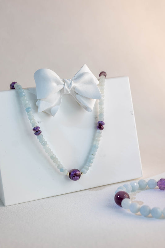 Twilight Reverie Necklace | Aquamarine Purple Muscovite