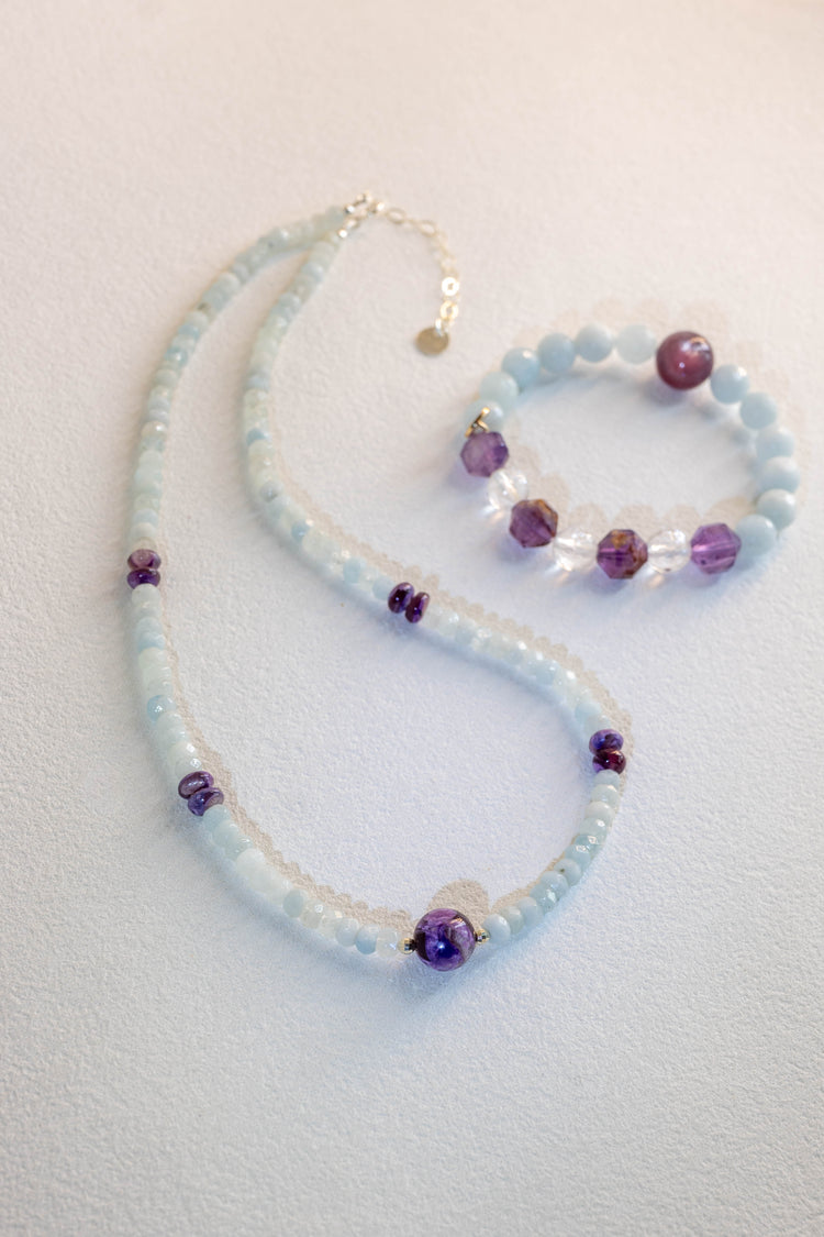 Twilight Reverie Necklace | Aquamarine Purple Muscovite
